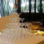 wine glass tower as decoration for mobile bar hire on the Gold Coast